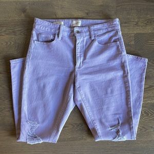 Lilac Distressed High Rise Skinny Jeans Size 8